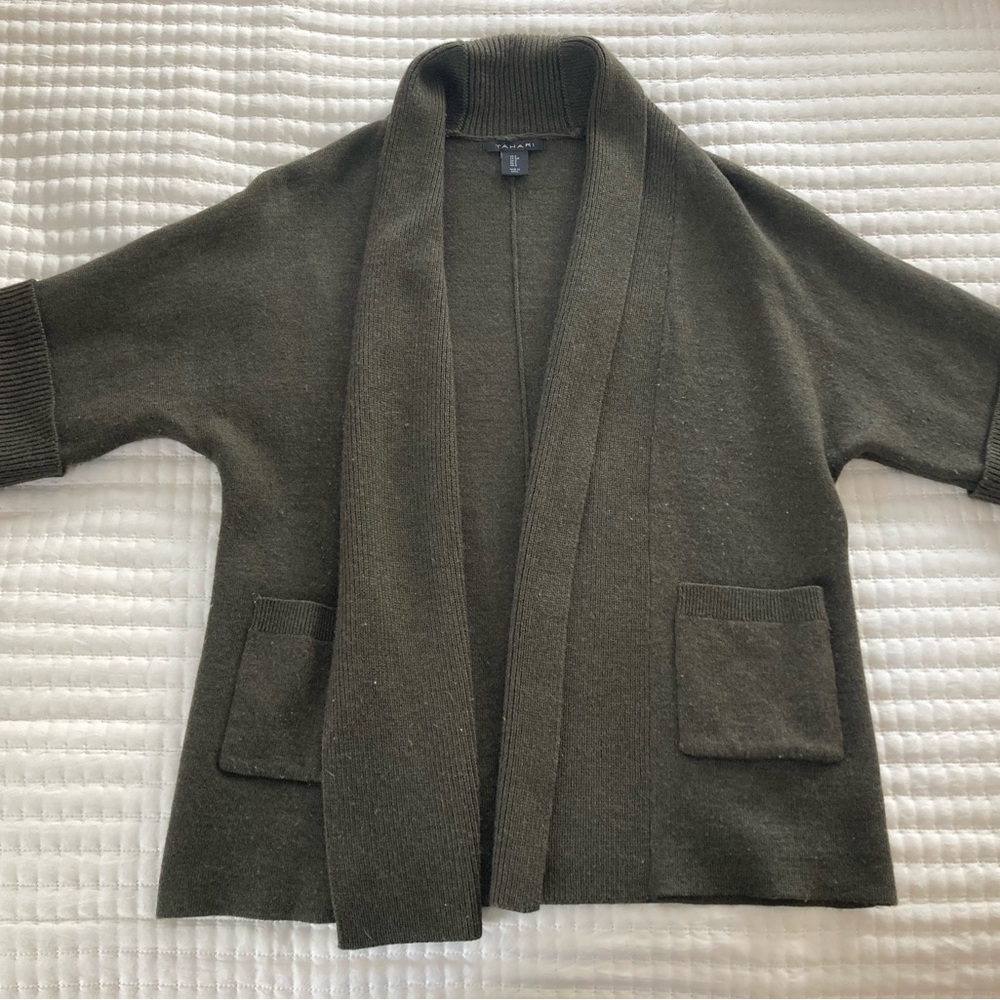 Open front Tahari wool sweater